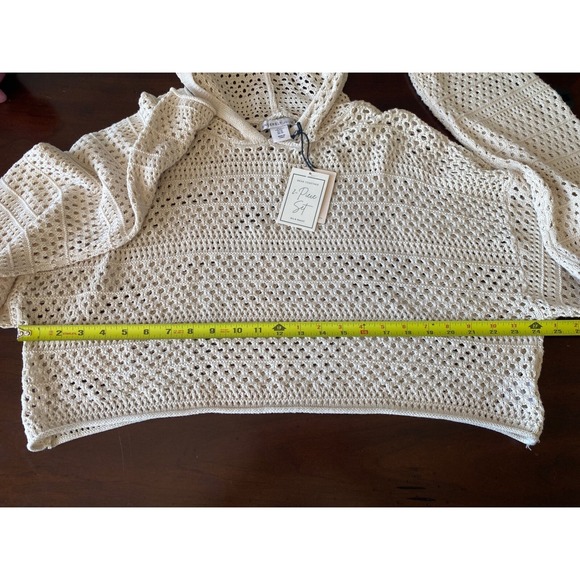 NWT Sincerely Jules Sweater Hoodie & Flare Pants Crochet Set Women's XL Beige - Picture 5 of 8